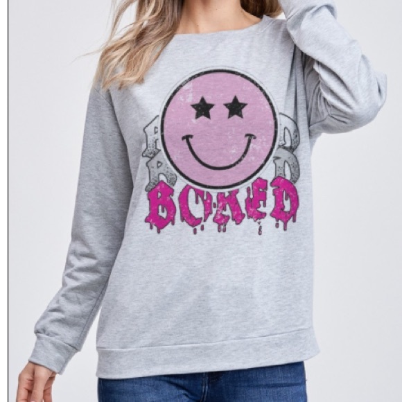 BORED Smiley Face Long Sleeve Pullover - Picture 5 of 6